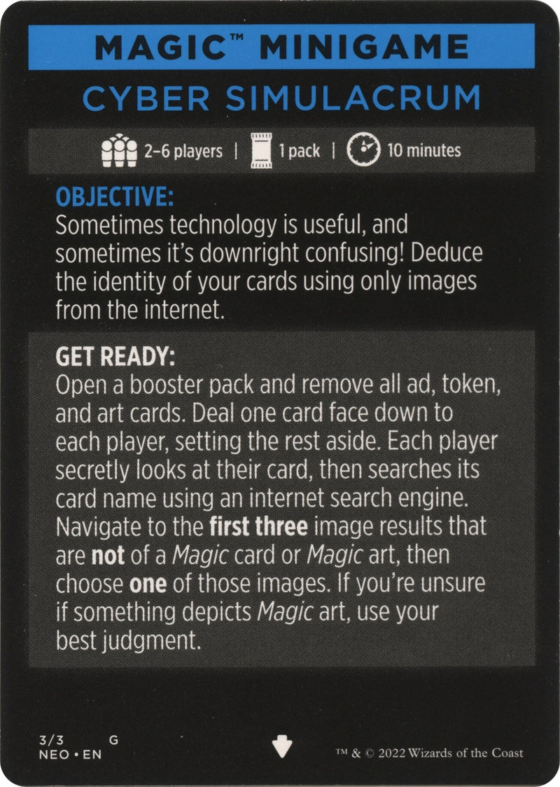 Image for Magic Minigame: Cyber Simulacrum (3) (NEO) - Magic: The Gathering