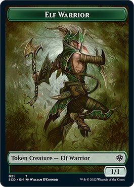 Image for Elf Warrior // Cat Beast Double-Sided Token (21 // 4) (SCD) - Magic: The Gathering