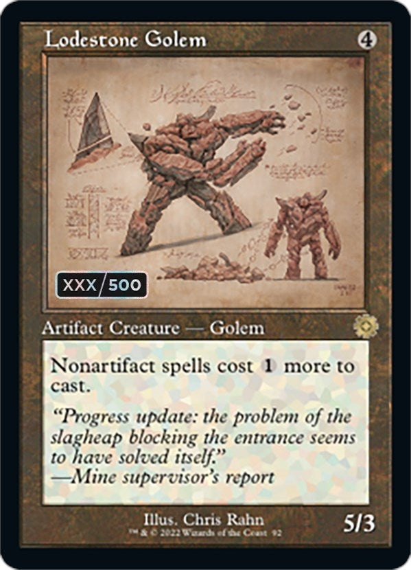 Image for Lodestone Golem (Schematic) (Serial Numbered) (92) (BRR) - Magic: The Gathering