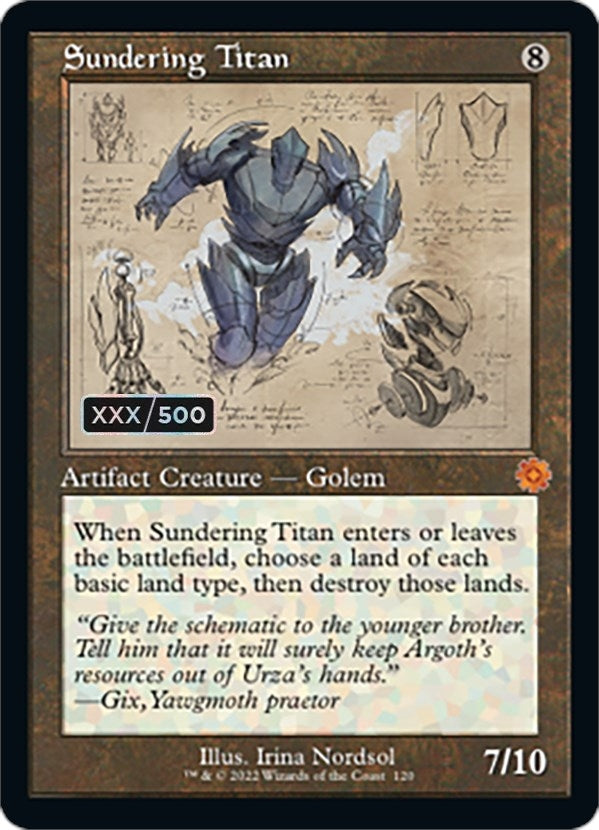 Image for Sundering Titan (Schematic) (Serial Numbered) (120) (BRR) - Magic: The Gathering