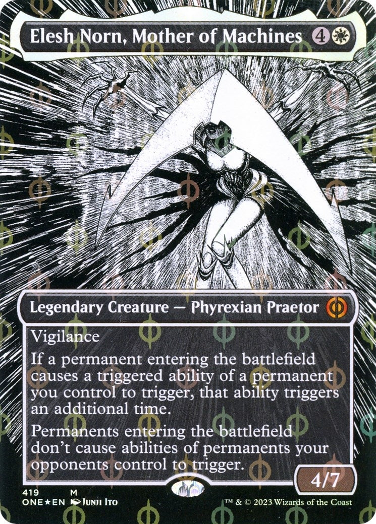 Image for Elesh Norn, Mother of Machines (Borderless) (Step-and-Compleat Foil) (419) (ONE) - Magic: The Gathering