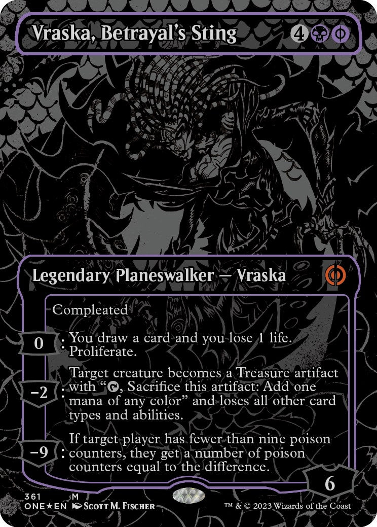 Image for Vraska, Betrayal's Sting (Oil Slick Raised Foil) (361) (ONE) - Magic: The Gathering