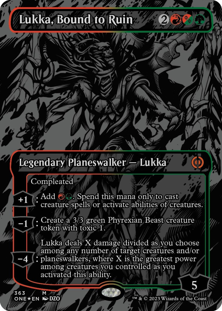 Image for Lukka, Bound to Ruin (Oil Slick Raised Foil) (363) (ONE) - Magic: The Gathering