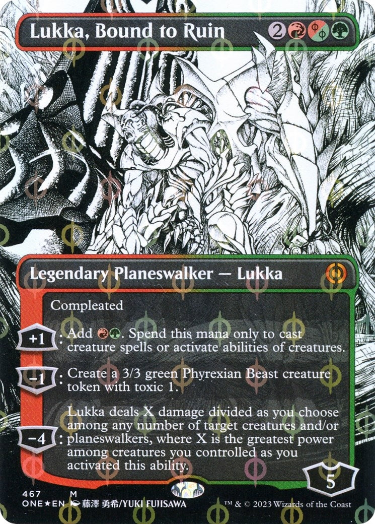 Image for Lukka, Bound to Ruin (Borderless) (Step-And-Compleat Foil) (467) (ONE) - Magic: The Gathering