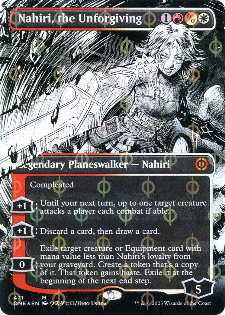 Image for Nahiri, the Unforgiving (Borderless) (Step-and-Compleat Foil) (471) (ONE) - Magic: The Gathering
