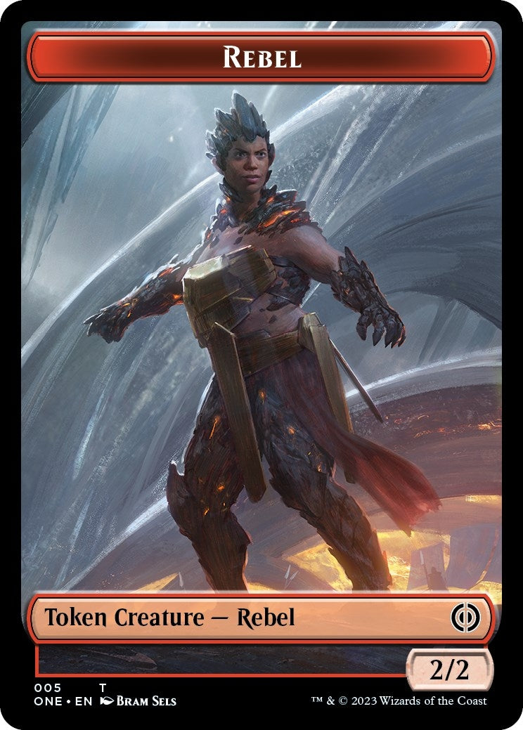 Image for Rebel // Emblem - Koth, Fire of Resistance Double-Sided Token (5 // 13) (ONE) - Magic: The Gathering