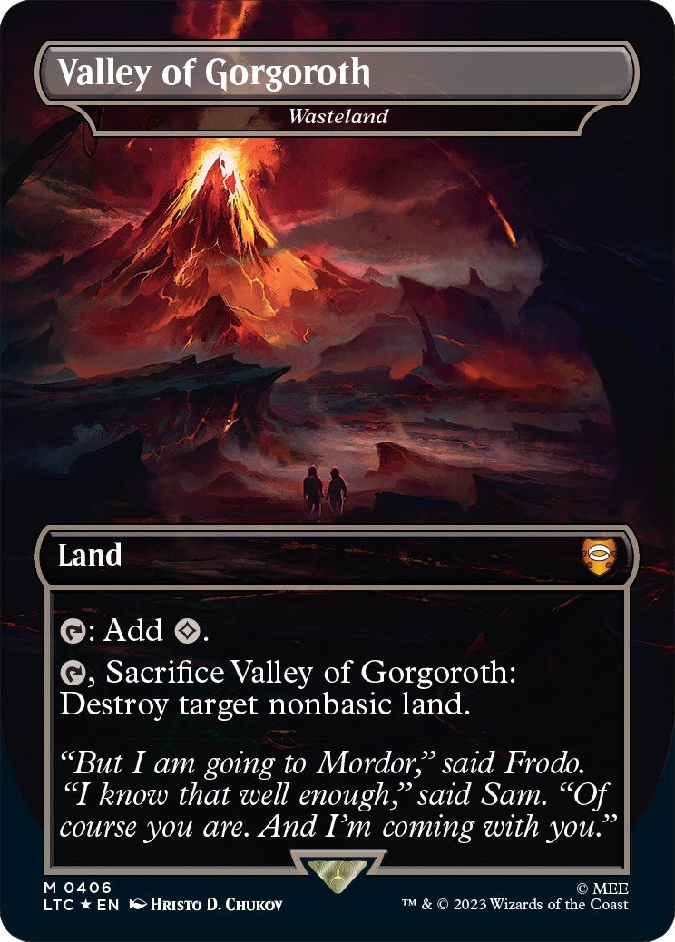Image for Valley of Gorgoroth - Wasteland (Borderless) (Surge Foil) (406) (LTC) - Magic: The Gathering