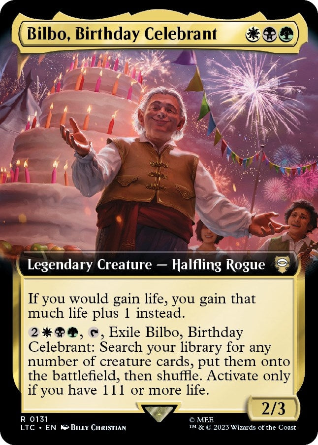 Image for Bilbo, Birthday Celebrant (Extended Art) (131) (LTC) - Magic: The Gathering