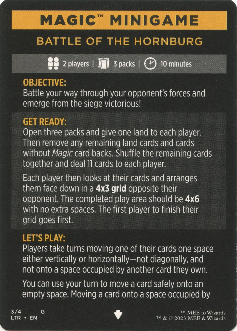 Image for Magic Minigame: Battle of the Hornburg (3) (LTR) - Magic: The Gathering