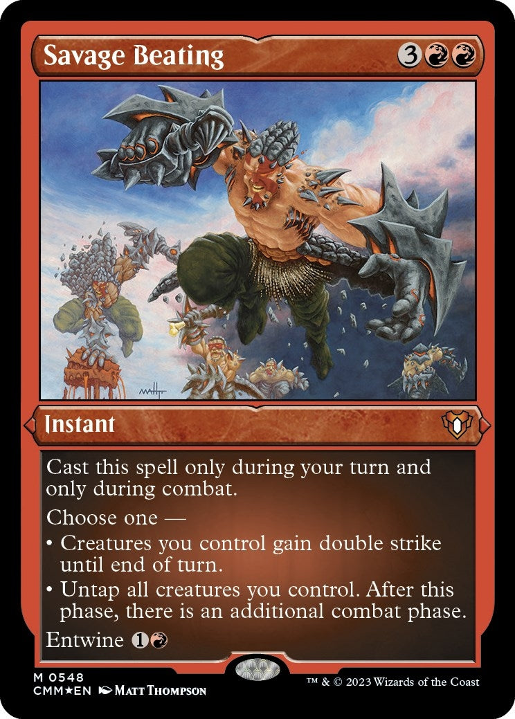 Image for Savage Beating (Foil Etched) (548) (CMM) - Magic: The Gathering