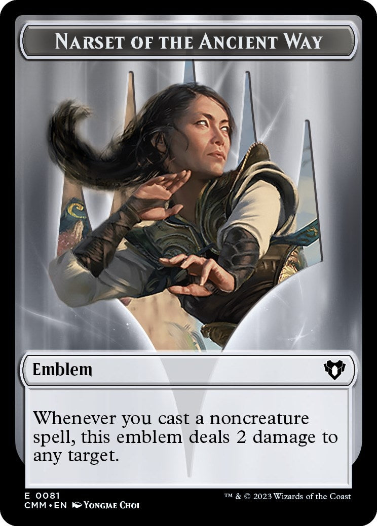 Image for Emblem - Narset of the Ancient Way // Wizard Double-Sided Token (81 // 71) (CMM) - Magic: The Gathering