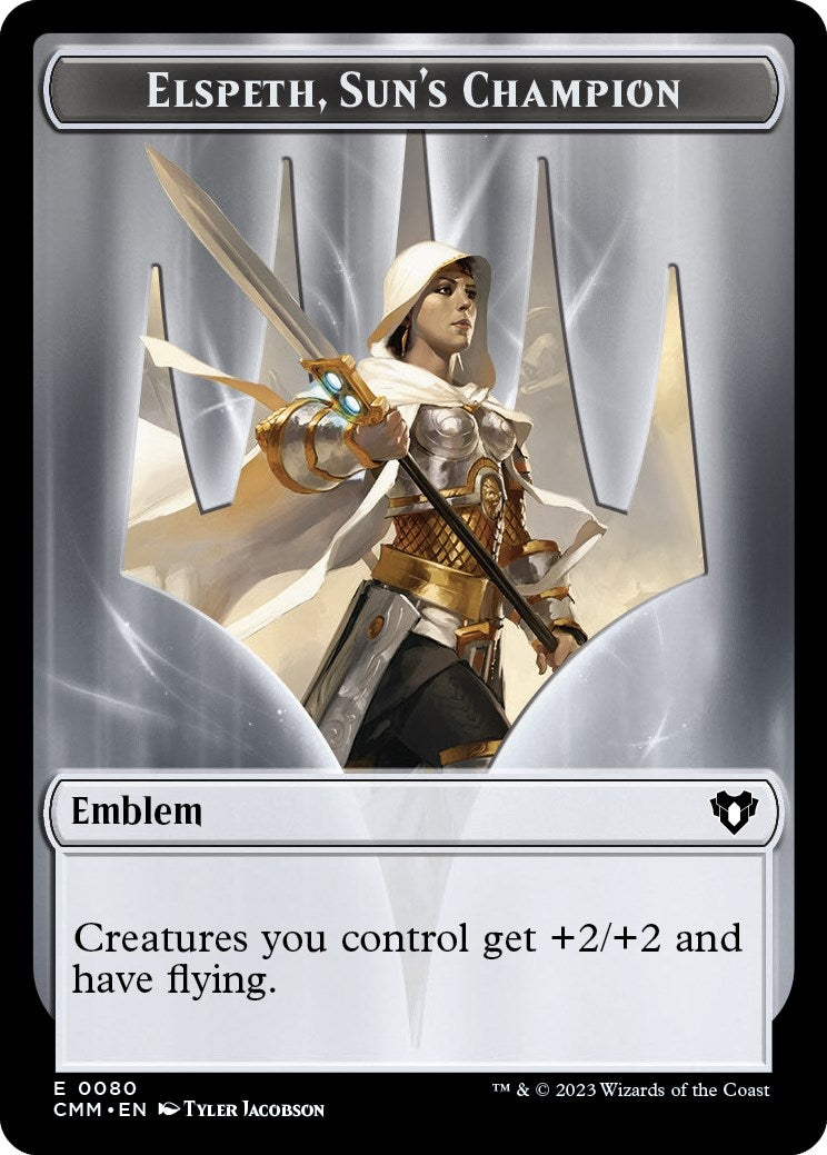 Image for Emblem - Elspeth, Sun's Champion // Copy (0055) Double-Sided Token (80 // 55) (CMM) - Magic: The Gathering