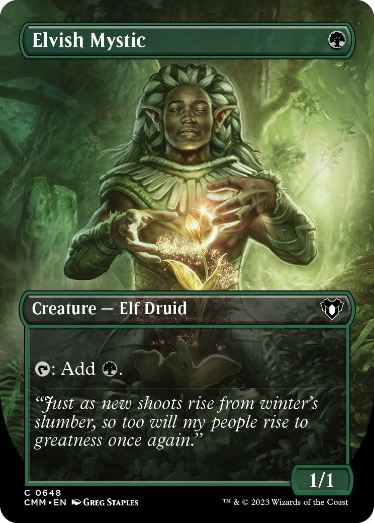 Image for Elvish Mystic (Borderless) (648) (CMM) - Magic: The Gathering