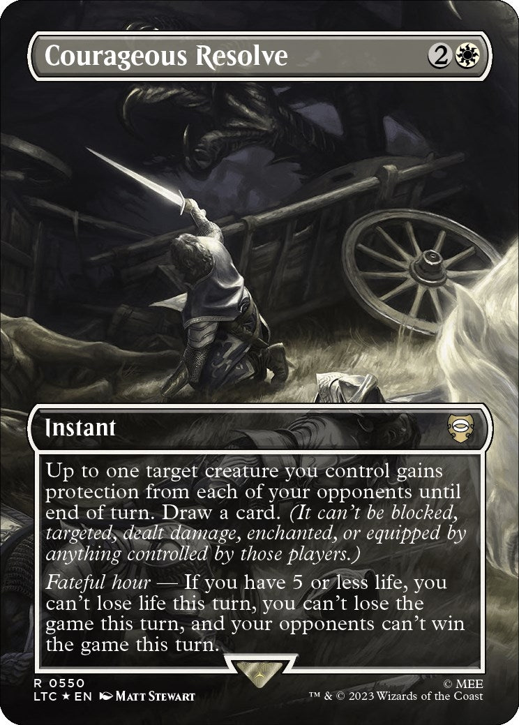 Image for Courageous Resolve (Borderless) (Surge Foil) (550) (LTC) - Magic: The Gathering
