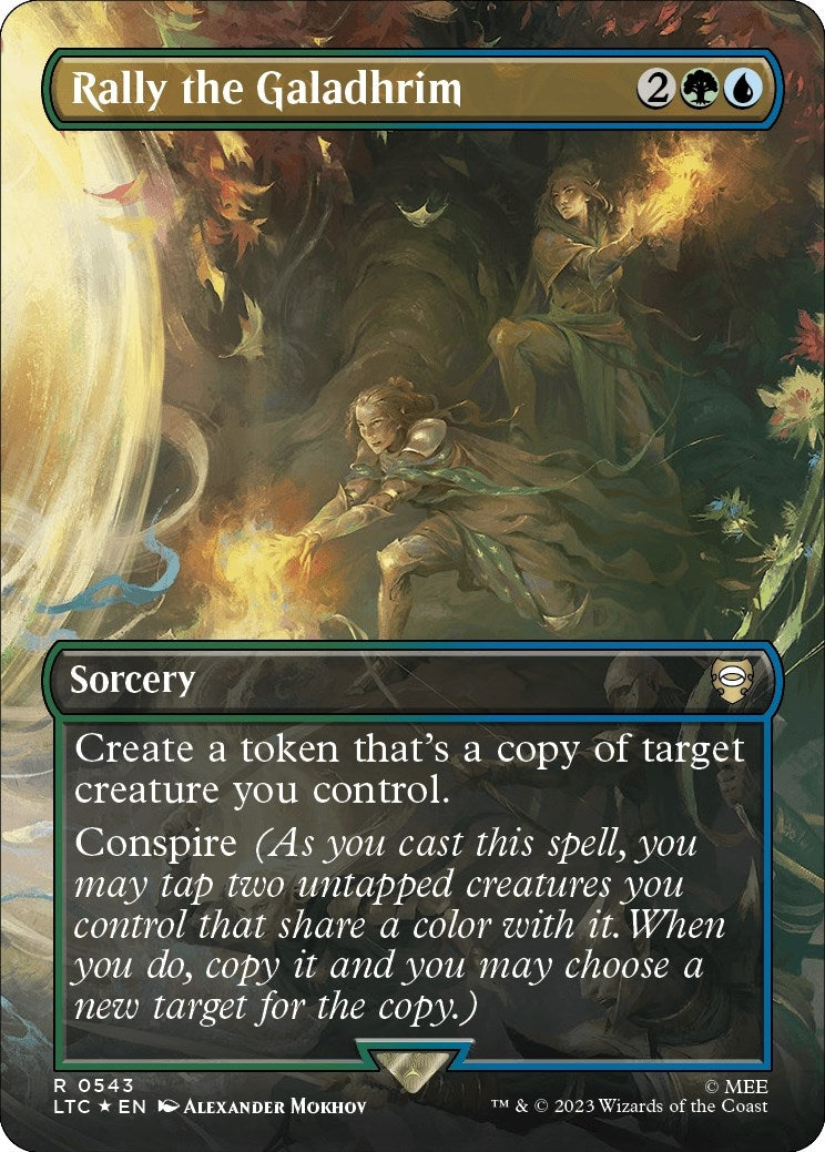 Image for Rally the Galadhrim (Borderless) (Surge Foil) (543) (LTC) - Magic: The Gathering