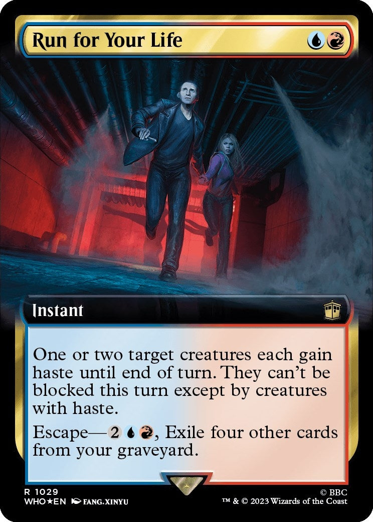 Image for Run for Your Life (Extended Art) (Surge Foil) (1029) (WHO) - Magic: The Gathering