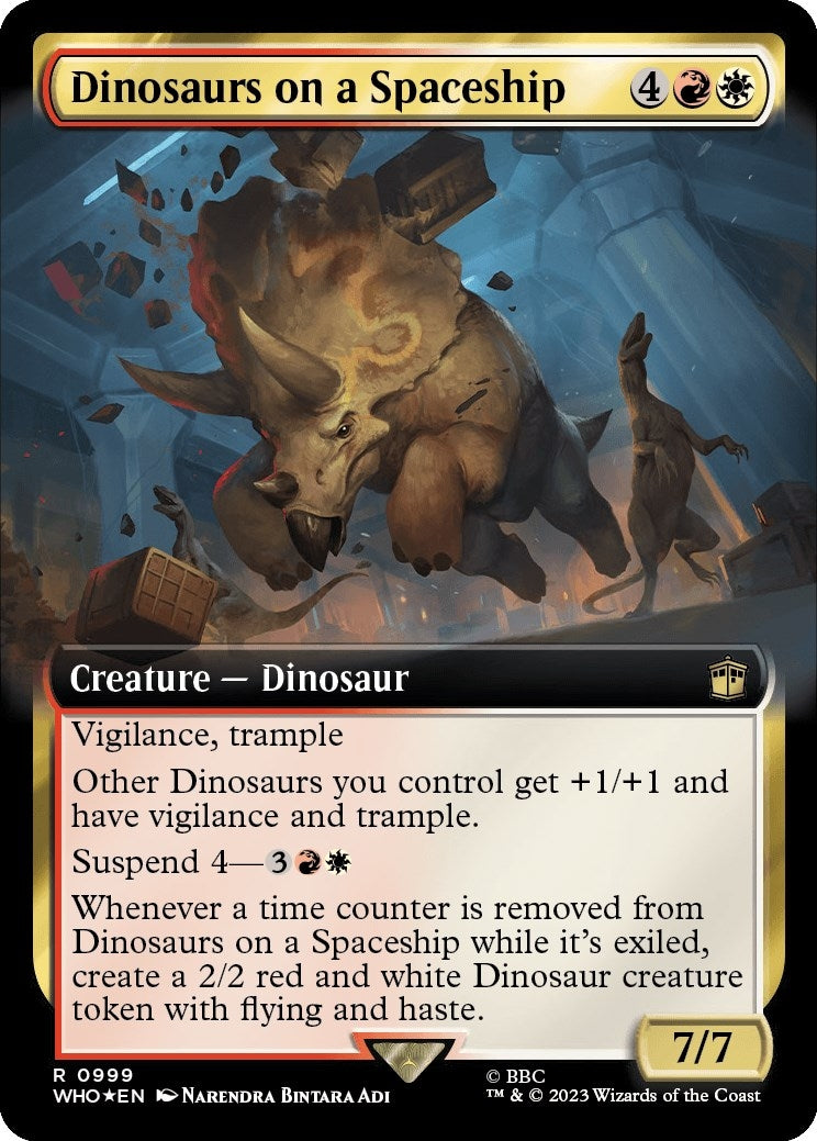 Image for Dinosaurs on a Spaceship (Extended Art) (Surge Foil) (999) (WHO) - Magic: The Gathering