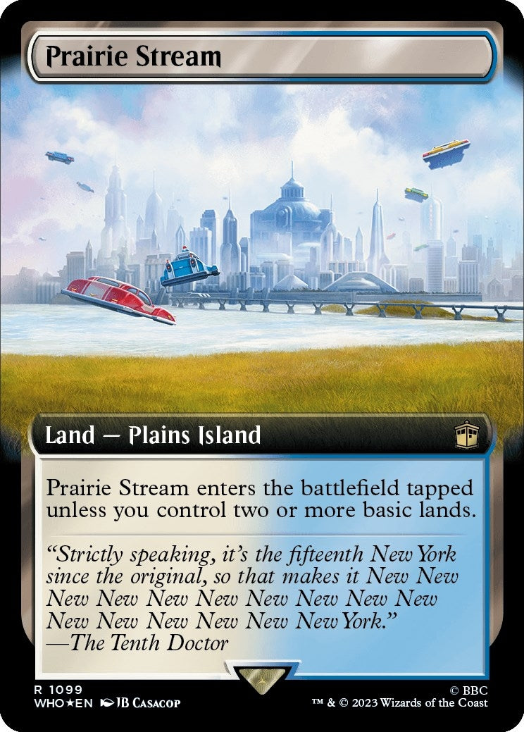 Image for Prairie Stream (Extended Art) (Surge Foil) (1099) (WHO) - Magic: The Gathering