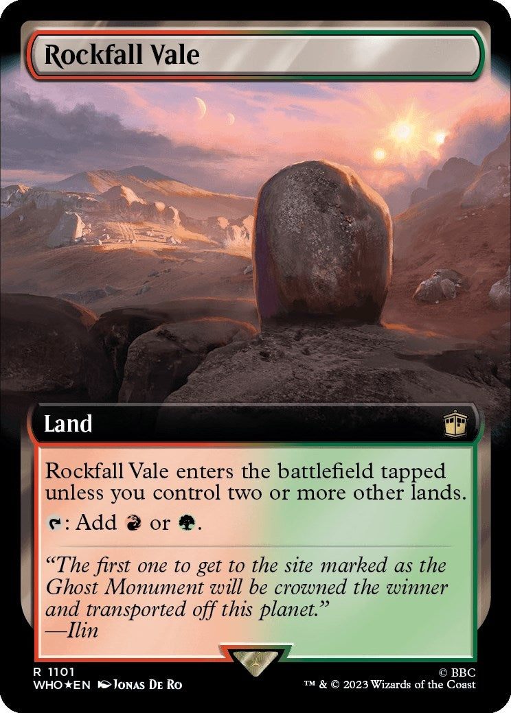 Image for Rockfall Vale (Extended Art) (Surge Foil) (1101) (WHO) - Magic: The Gathering
