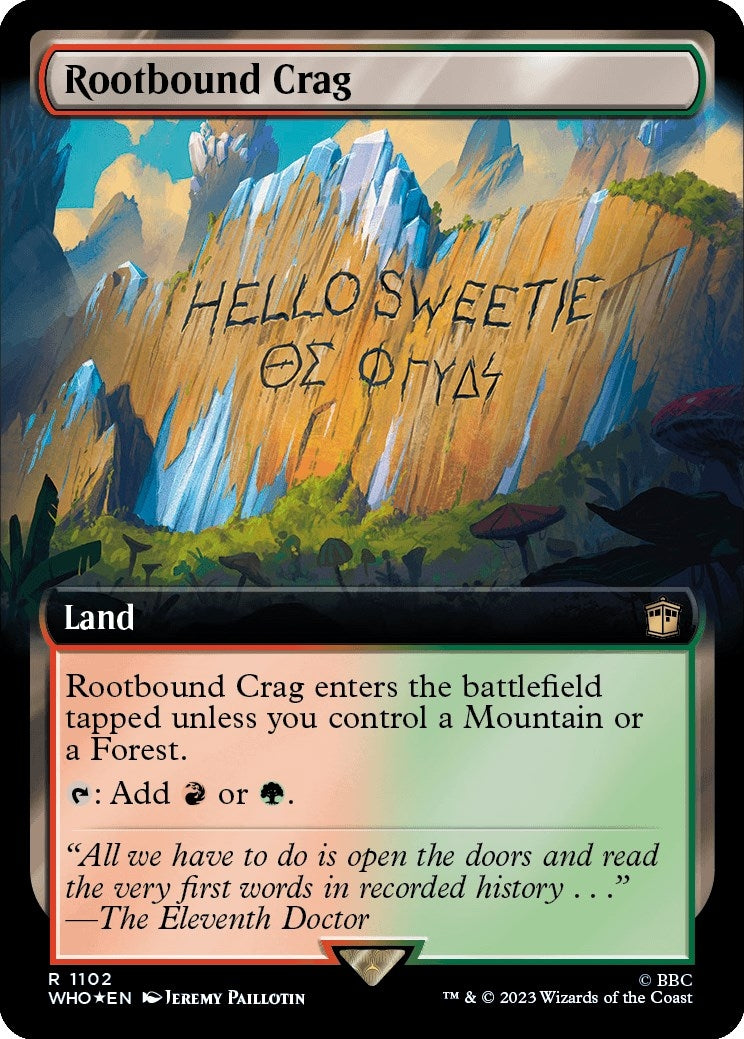Image for Rootbound Crag (Extended Art) (Surge Foil) (1102) (WHO) - Magic: The Gathering