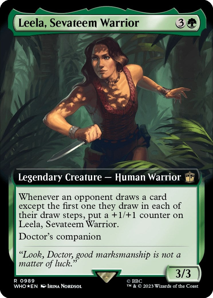 Image for Leela, Sevateem Warrior (Extended Art) (Surge Foil) (989) (WHO) - Magic: The Gathering