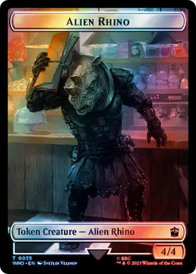 Image for Alien Rhino // Food (0058) Double-Sided Token (Surge Foil) (35 // 58) (WHO) - Magic: The Gathering
