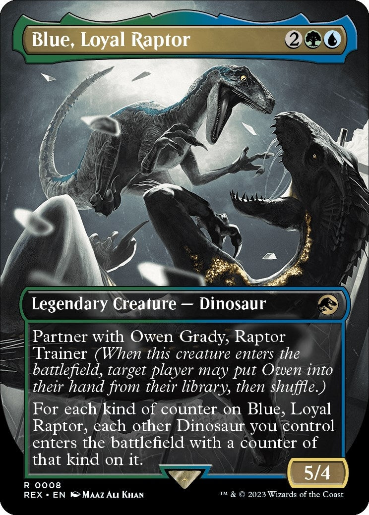 Image for Blue, Loyal Raptor (Borderless) (8) (REX) - Magic: The Gathering