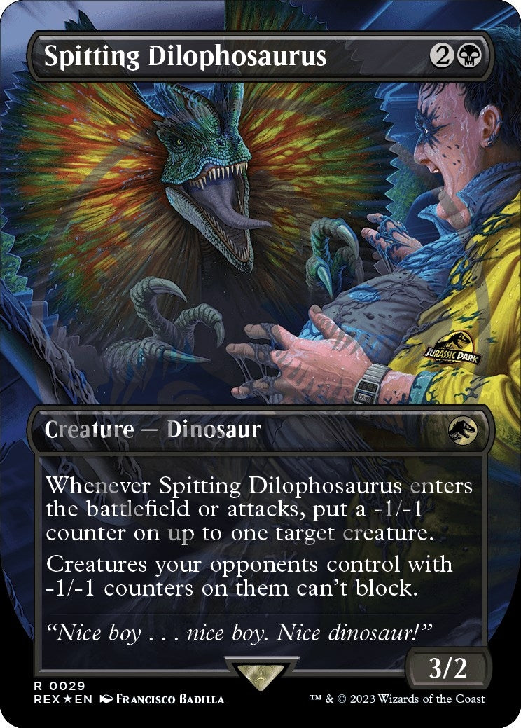 Image for Spitting Dilophosaurus (Borderless) (Emblem) (29) (REX) - Magic: The Gathering