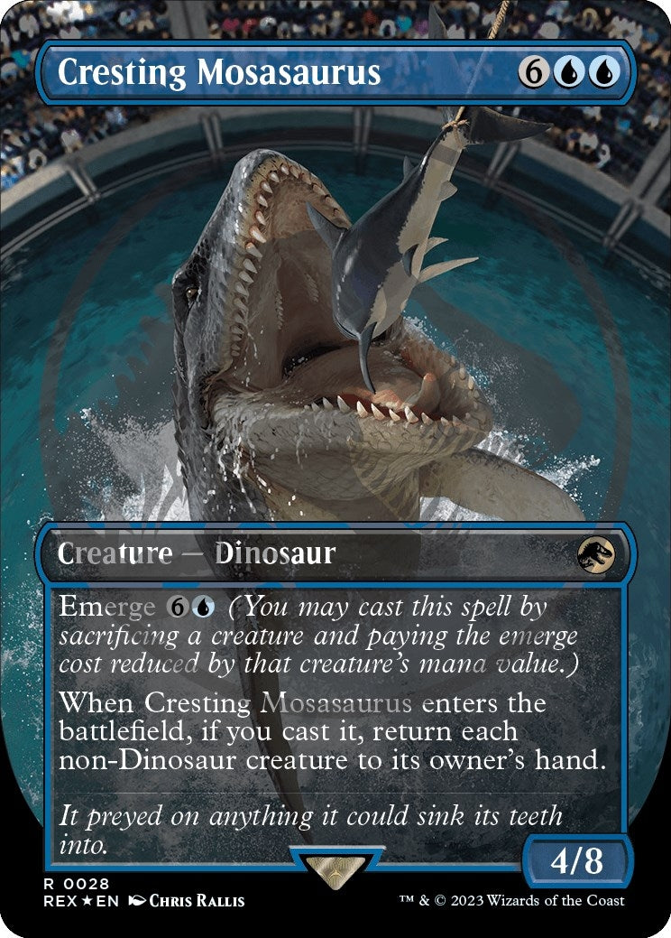 Image for Cresting Mosasaurus (Borderless) (Emblem) (28) (REX) - Magic: The Gathering