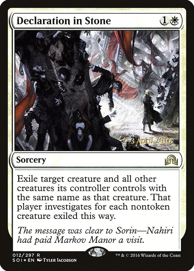 Image for Declaration in Stone (12) (PRE) - Magic: The Gathering