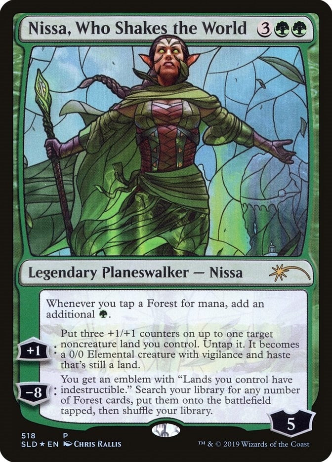 Image for Nissa, Who Shakes the World (Stained Glass) (518) (SLD) - Magic: The Gathering