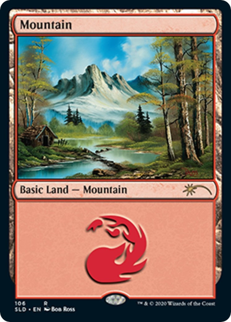 Image for Mountain (106) (Bob Ross) (106) (SLD) - Magic: The Gathering