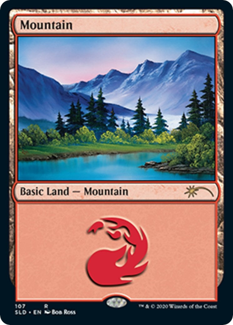 Image for Mountain (107) (Bob Ross) (107) (SLD) - Magic: The Gathering