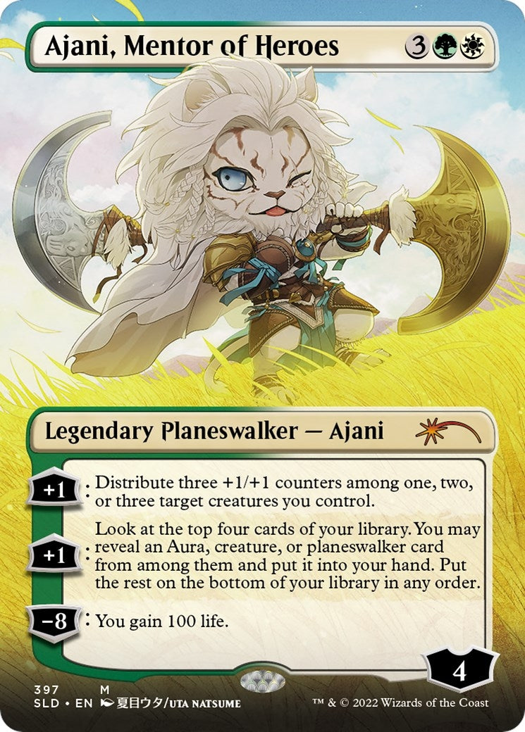 Image for Ajani, Mentor of Heroes (Borderless) (397) (SLD) - Magic: The Gathering