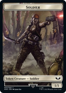 Image for Soldier (003) // Ultramarines Honour Guard Double-Sided Token (Surge Foil) (3 // 6) (40K) - Magic: The Gathering