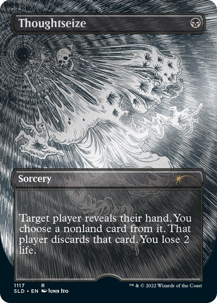 Image for Thoughtseize (Borderless) (Foil Etched) (1117) (SLD) - Magic: The Gathering