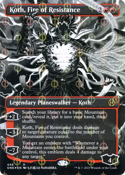 Koth, Fire of Resistance (Borderless) (Step-and-Compleat Foil) (446) (ONE)