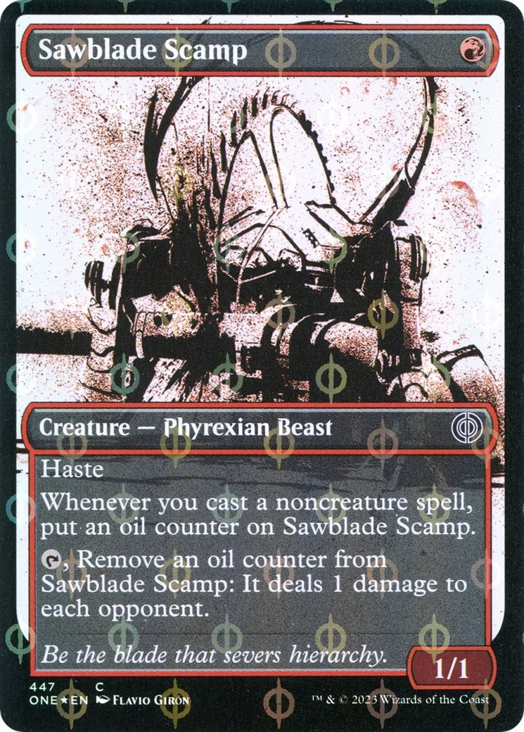 Image for Sawblade Scamp (Showcase) (Step-and-Compleat Foil) (447) (ONE) - Magic: The Gathering