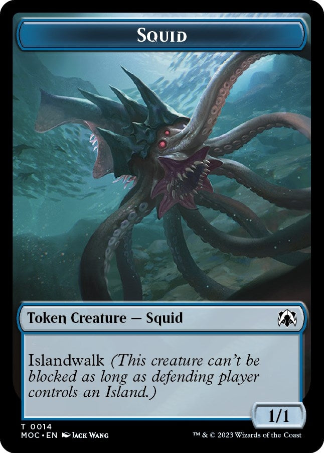 Image for Squid // Human Double-sided Token (14 // 26) (MOC) - Magic: The Gathering
