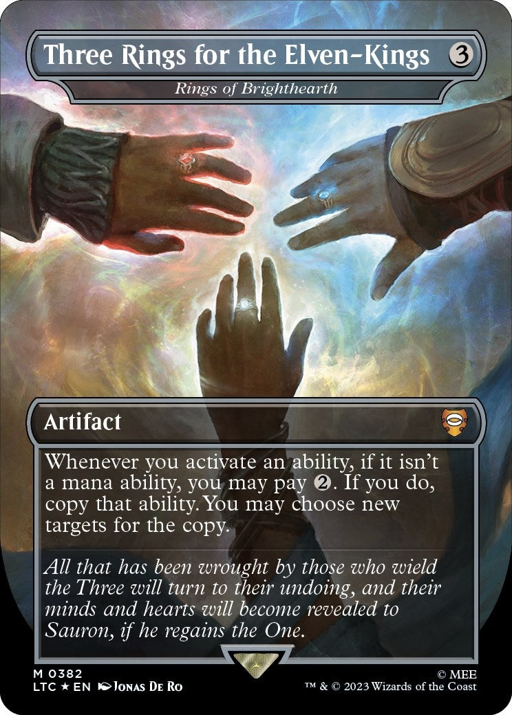 Image for Three Rings for the Elven-Kings - Rings of Brighthearth (Borderless) (Surge Foil) (382) (LTC) - Magic: The Gathering