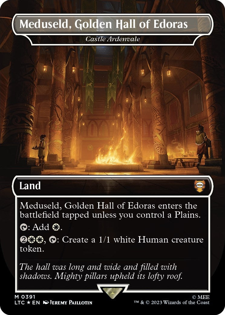 Image for Meduseld, Golden Hall of Edoras - Castle Ardenvale (Borderless) (Surge Foil) (391) (LTC) - Magic: The Gathering
