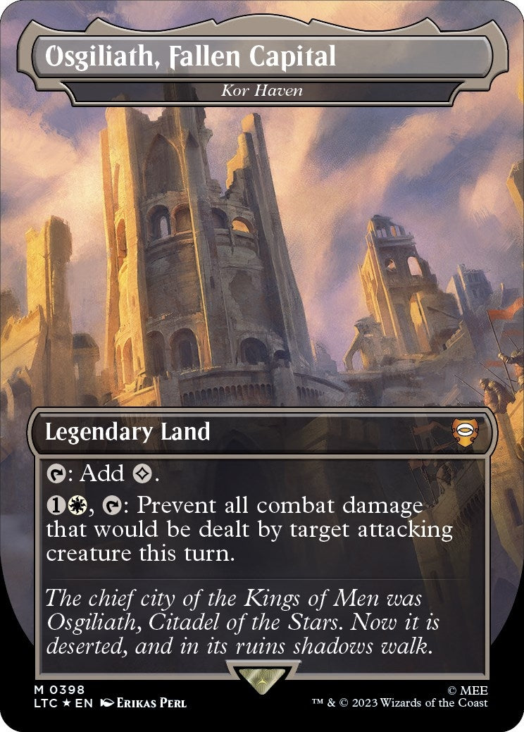 Image for Osgiliath, Fallen Capital - Kor Haven (Borderless) (Surge Foil) (398) (LTC) - Magic: The Gathering