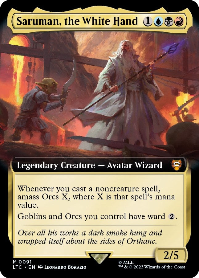 Image for Saruman, the White Hand (Extended Art) (91) (LTC) - Magic: The Gathering