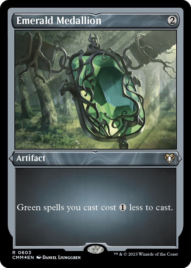 Image for Emerald Medallion (Foil Etched) (603) (CMM) - Magic: The Gathering