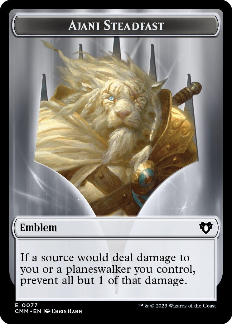 Image for Emblem - Ajani Steadfast // Wizard Double-Sided Token (77 // 71) (CMM) - Magic: The Gathering