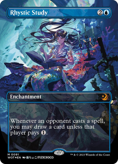 Rhystic Study (Anime Borderless) (Confetti Foil) (91) (WOT)