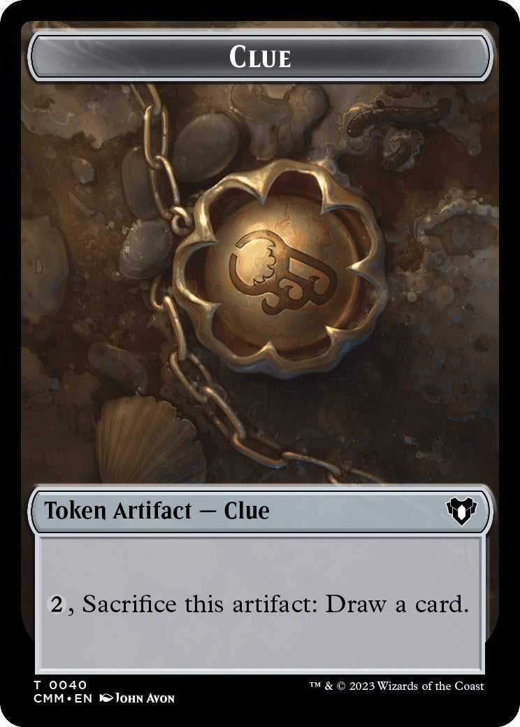 Image for Clue // Emblem - Ob Nixilis of the Black Oath Double-Sided Token (40 // 52) (CMM) - Magic: The Gathering