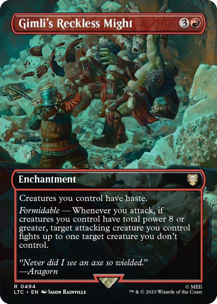 Image for Gimli's Reckless Might (Borderless) (494) (LTC) - Magic: The Gathering