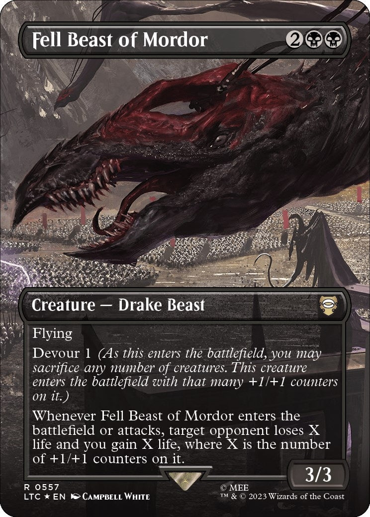 Image for Fell Beast of Mordor (Borderless) (Surge Foil) (557) (LTC) - Magic: The Gathering