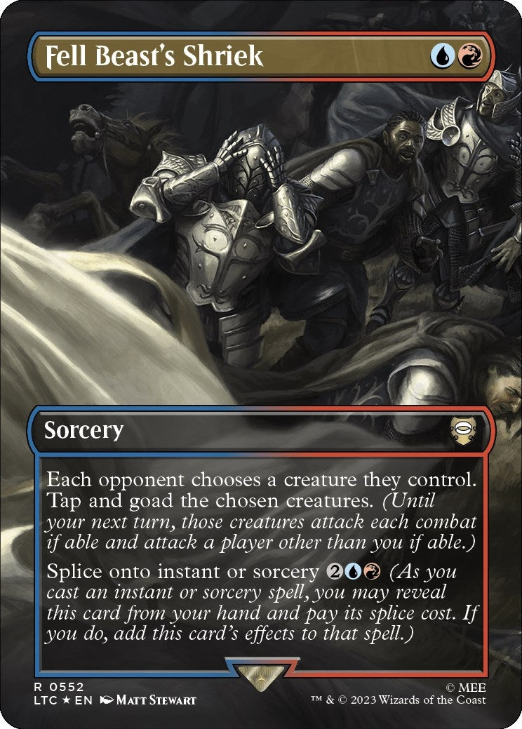 Image for Fell Beast's Shriek (Borderless) (Surge Foil) (552) (LTC) - Magic: The Gathering